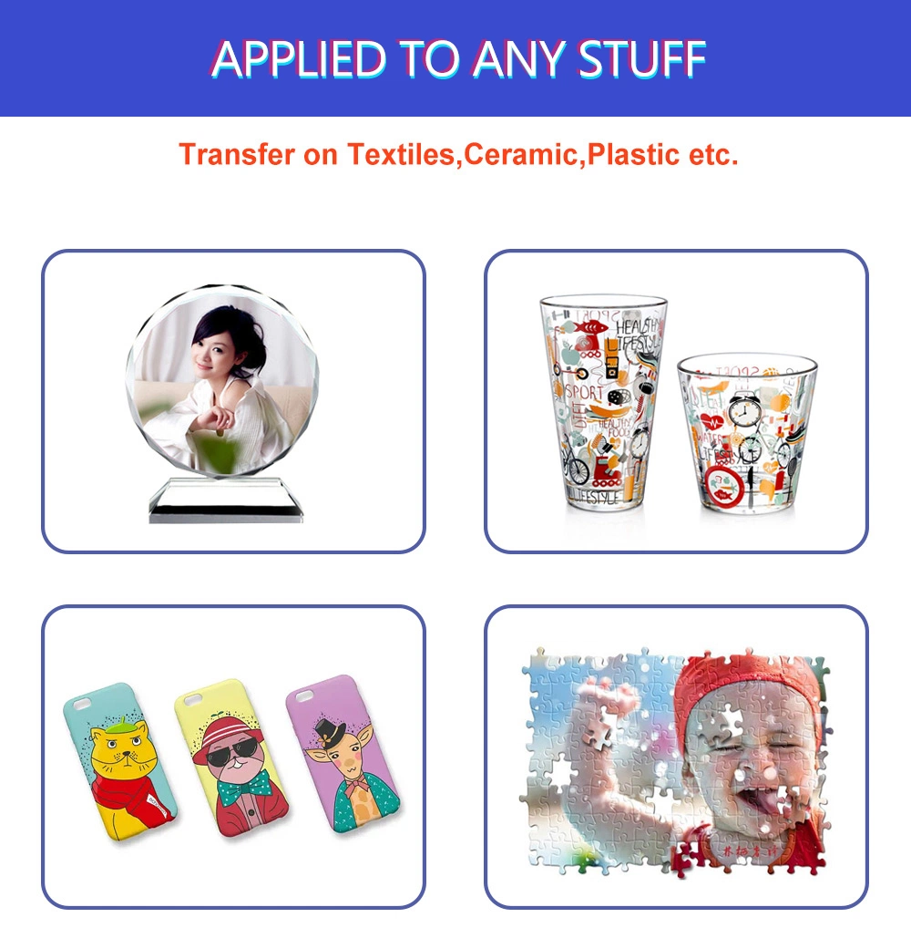 Dye-Sublimation Inkjet 100GSM Sublimaition Transfer Paper &amp; Film A4 for Textiles Ceramic Matal Plastic 100 Sheets/Bag